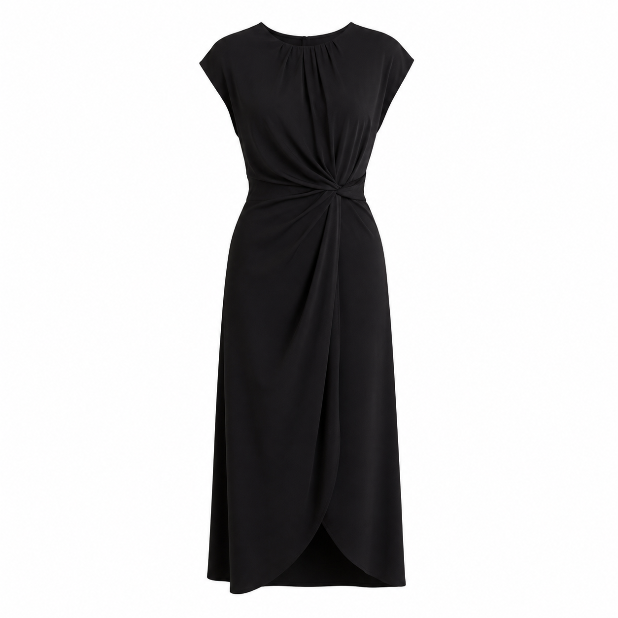Noir Draped Midi Dress